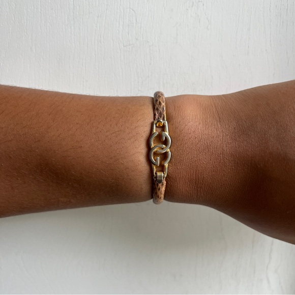 Authentic Vintage Brown Gucci Snakeskin Bangle Bracelet - Picture 1 of 7